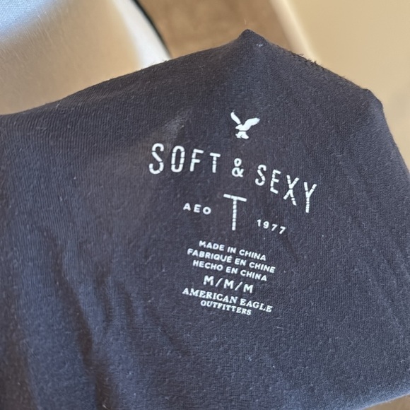 American Eagle Women Gray Soft & Sexy Pretty Cool Short Sleeve T-Shirt Top Sz M - Picture 4 of 5